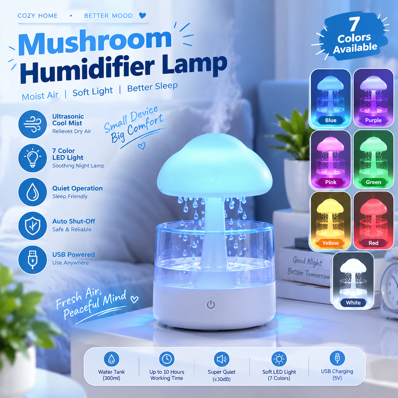 Rain Cloud Aromatherapy Humidifier & Ambient Night Light