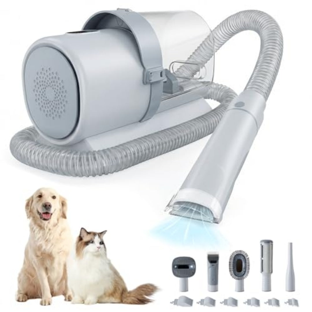 Pet grooming vacuum kit with cordless dog clippers