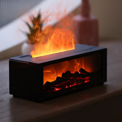 Flame effect aromatherapy diffuser with ambient light for home