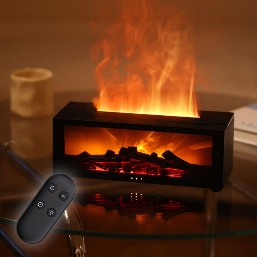 Flame effect aromatherapy diffuser with remote control