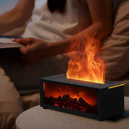Flame effect aromatherapy diffuser in use at home